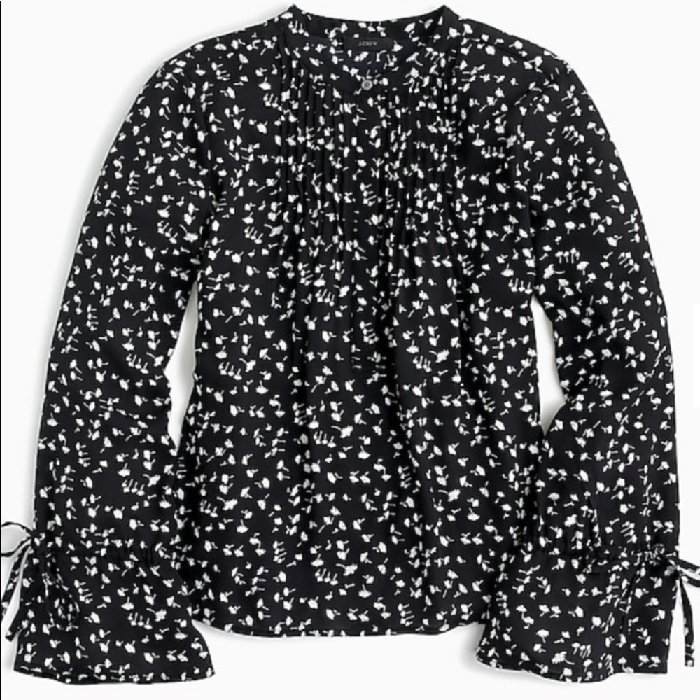 NWT J. CREW Tie Sleeve BLOUSE with Pintucks FLORAL - Picture 3 of 8